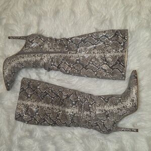 Jessica Simpson Snakeskin Heeled Boots - Black and Gray